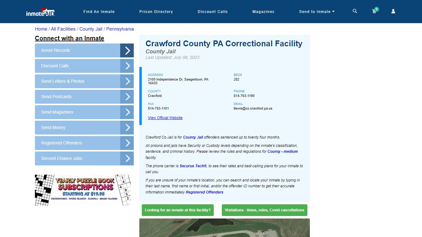 Crawford County PA Correctional Facility - Inmate Locator - Saegertown, PA